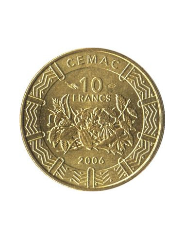 Awers monety BEAC 10 Franków CFA 2006