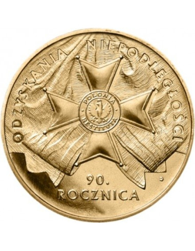Awers monety 2 zł 2008 90. rocznica odzyskania niepodległości