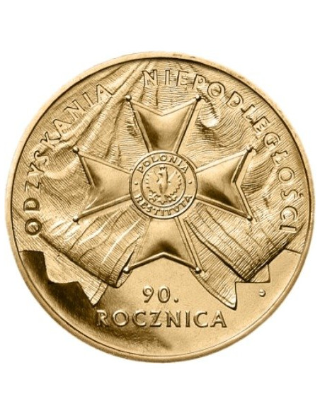 Awers monety 2 zł 2008 90. rocznica odzyskania niepodległości