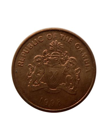 Awers monety Gambia 5 Butut 1998