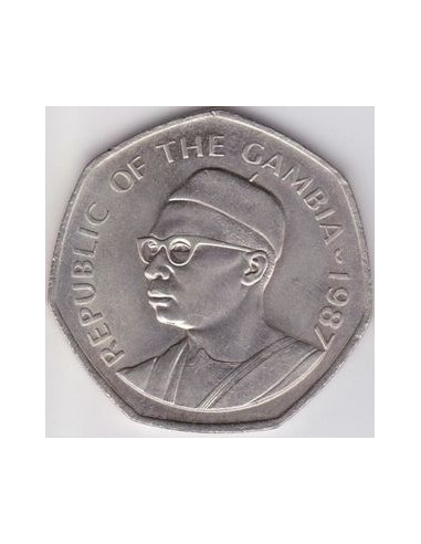 Awers monety Gambia 1 Dalasi 1987