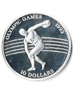 Awers monety Niue 10 Dolarów 1991 Igrzyska Olimpijskie 1992 – rzucanie dyskiem 2