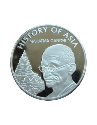 Awers monety Wyspy Cooka 1 Dolar 2004 Historia Azji Mahatma Gandhi