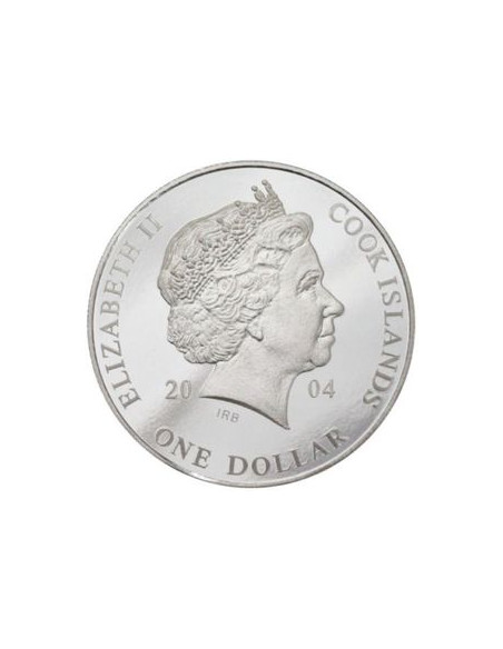 Rewers monety Wyspy Cooka 1 Dolar 2004 Historia Azji Mahatma Gandhi