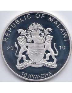 Awers monety Malawi 10 Kwacha 2010 Karakara białorzytna 2