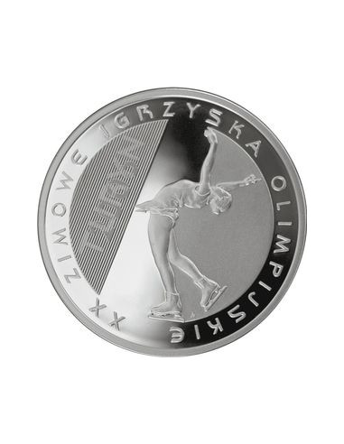 Awers monety 10 Złotych 2006 XX Zimowe Igrzyska Olimpijskie Turyn 2006 łyżwiarstwo figurowe
