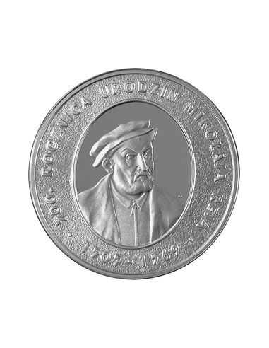 Awers monety 10 Złotych 2005 500. rocznica urodzin Mikołaja Reja