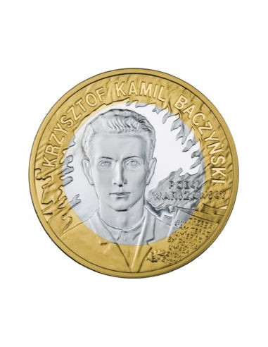 Awers monety 10 Złotych 2009 65. rocznica Powstania Warszawskiego Krzysztof Kamil Baczyński