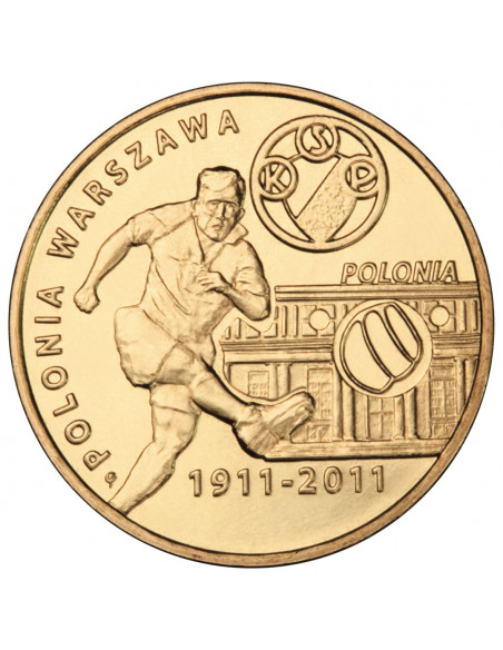 Awers monety 2 zł 2011 Polskie Kluby Piłkarskie – Polonia Warszawa