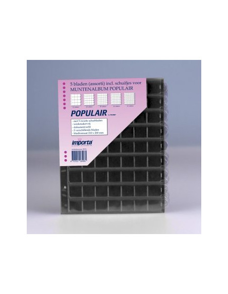 Arkusze na monety Importa 0819 - 5 x arkusze z kieszeniami o różnych średnicach