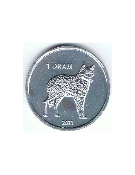 Rewers monety Republika Górskiego Karabachu 1 Dram 2013 Wilk