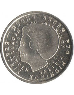 Awers monety Holandia 1 Gulden 2001 Dziecięcy rysunek Lew