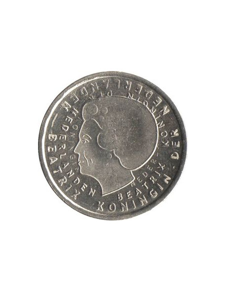 Awers monety Holandia 1 Gulden 2001 Dziecięcy rysunek Lew
