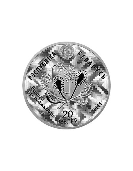 Rewers monety Białoruś 20 Rubli 2005 Sowa Szara. Park Narodowy „Torfowiska Almany”