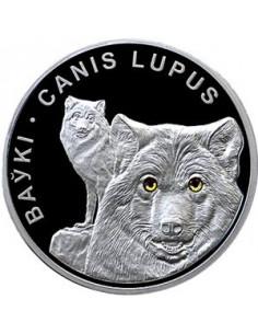 Awers monety Białoruś 20 Rubli 2007 Wilki