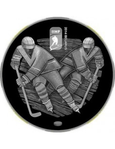 Awers monety Białoruś 20 Rubli 2013 Mistrzostwa świata w hokeju na lodzie 2014. CziżowskaAriena