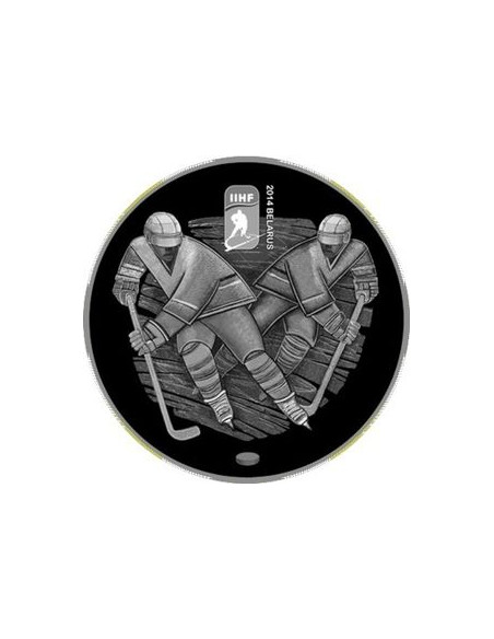 Awers monety Białoruś 20 Rubli 2013 Mistrzostwa świata w hokeju na lodzie 2014. CziżowskaAriena