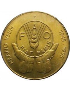 Awers monety Słowenia 5 Tolarów 1995 50. rocznica powstania F.A.O.