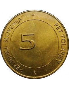 Awers monety Słowenia 5 Tolarów 1995 50. rocznica powstania F.A.O. 2