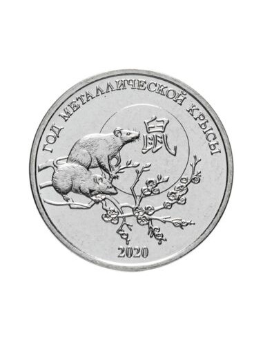 Awers monety 1 Rubel 2019 Zodiak chiński rok Metalowego Szczura