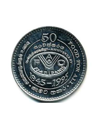 Awers monety 2 Rupie 1995 50lecie FAO