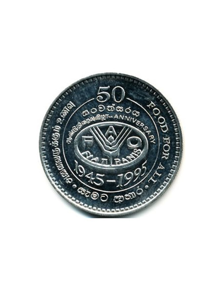Awers monety Sri Lanka 2 Rupie 1995 50lecie FAO