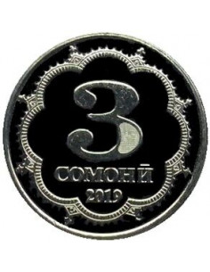 Awers monety Tadżykistan 3 Somoni 2019 2