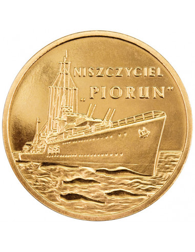 Awers monety 2 zł 2012 Polskie okręty: Niszczyciel „Piorun”