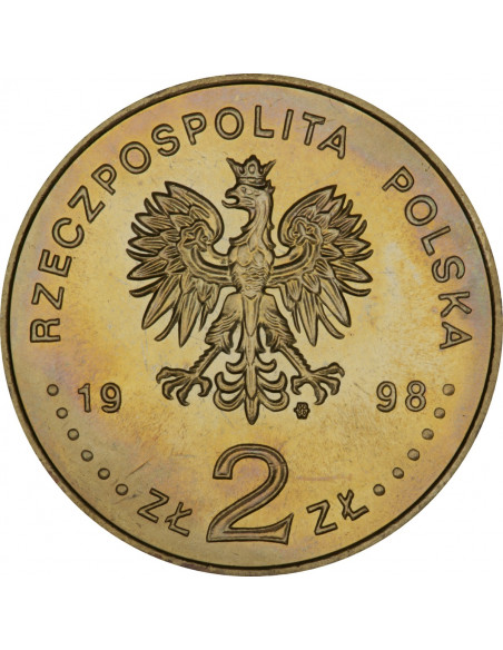 Rewers monety 2 zł 1998 80. Rocznica Odzyskania Niepodległości