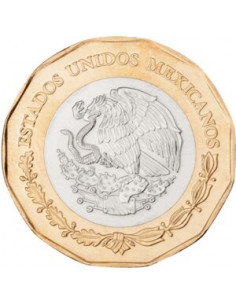 Awers monety Meksyk 20 Peso 2021 500. rocznica upadku Tenochtitlanu