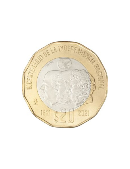 Rewers monety Meksyk 20 Peso 2021 200lecie niepodległości