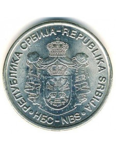 Awers monety Serbia 20 Dinar 2007 265. rocznica urodzin Dositeja Obradovica