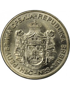 Awers monety Serbia 20 Dinar 2009 150. rocznica urodzin Milutina Milankowicia 2