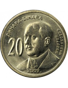 Awers monety Serbia 20 Dinar 2009 150. rocznica urodzin Milutina Milankowicia