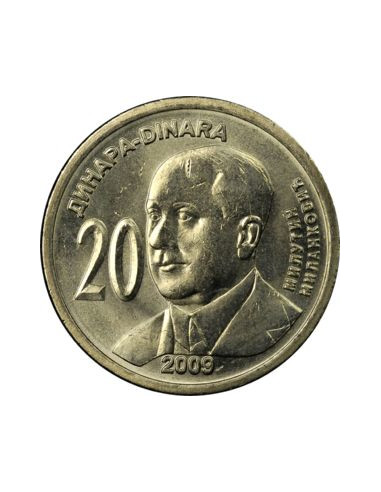 Awers monety Serbia 20 Dinar 2009 150. rocznica urodzin Milutina Milankowicia