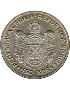 Awers monety Serbia 20 Dinar 2010 160. rocznica urodzin Georga Weiferta 2