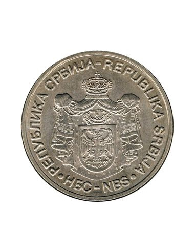 Awers monety Serbia 20 Dinar 2010 160. rocznica urodzin Georga Weiferta