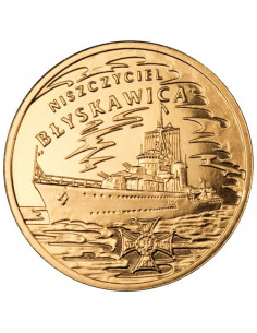 Awers monety 2 zł 2012 Polskie okręty: Niszczyciel „Błyskawica”
