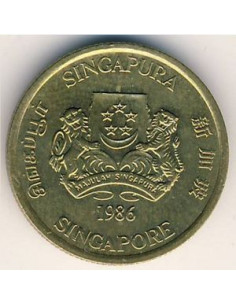 Awers monety Singapur 5 Centów 1989