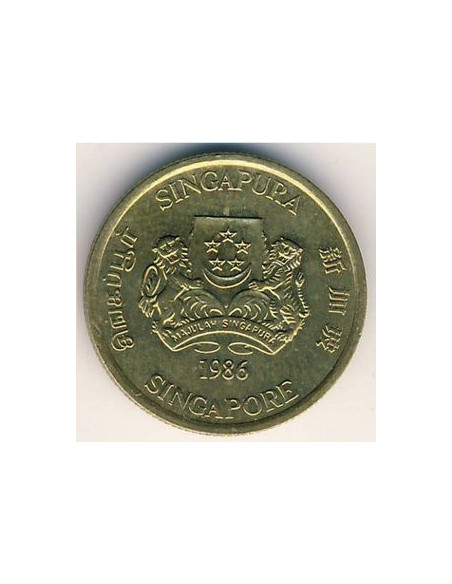 Awers monety Singapur 5 Centów 1989