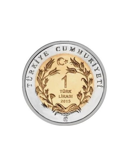 Rewers monety Turcja 1 Lira 2015 Waran szary