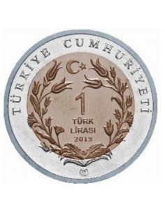 Awers monety Turcja 1 Lira 2015 Koza angorska 2