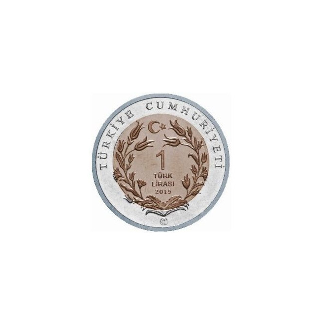 Rewers monety Turcja 1 Lira 2015 Koza angorska