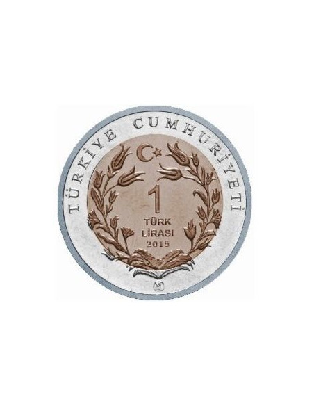 Rewers monety Turcja 1 Lira 2015 Koza angorska