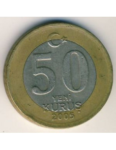 Awers monety Turcja 50 Nowych Kuruszy 2005 2