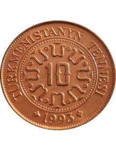 Awers monety Turkmenistan 10 Tenge 1993 2
