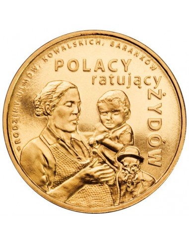Awers monety 2 zł 2012 Polacy ratujący Żydów – rodzina Ulmów Kowalskich Baranków