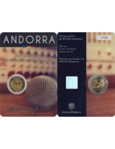 Awers monety Andora 2 euro 2016 25lecie powstanie publicznego Andorskiego Radia i Telewizji