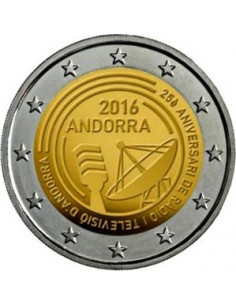 Awers monety Andora 2 euro 2016 25lecie powstanie publicznego Andorskiego Radia i Telewizji 2