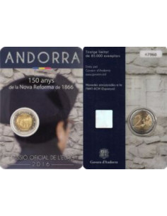 Awers monety Andora 2 euro 2016 50 rocznica wprowadzenia Nowej Reformy w 1866 roku
